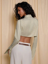 Women's Fashionable Commuter Style Striped Cropped Shirt